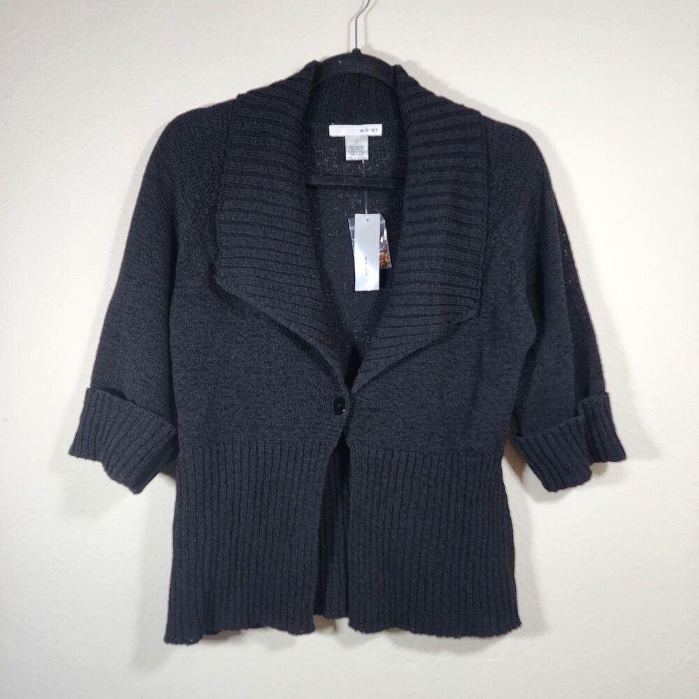 NWT WD.NY 3 Quarter Sleeve Cardigan Sweater with Shawl Collar Women's Size L
